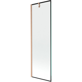 Vanová zástěna Mexen Next s jedním křídlem 60 x 150 cm, černý rám, kartáčovaná měď - 895-060-000-00-70-65