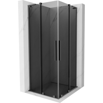 Mexen Velar L Duo posuvný sprchový kout 90 x 90 cm, grafit, stříbrná - 871-090-090-02-43-95