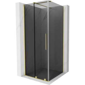 Posuvný sprchový kout Mexen Velar 110 x 110 cm, grafit, kartáčované zlato - 871-110-110-41-55