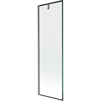 Vanová zástěna Mexen Next s jedním křídlem 60 x 150 cm, černý rám, kartáčovaná pistolově šedá - 895-060-000-00-70-66