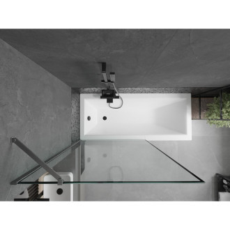 Vanová zástěna Mexen Next s jedním křídlem 100 x 150 cm, černý rám, kartáčovaná pistolově šedá - 895-100-000-00-70-66