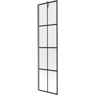 Vanová zástěna Mexen Next s jedním křídlem 50 x 150 cm, černá kostkovaná, kartáčovaná pistolově šedá - 895-050-000-00-77-66