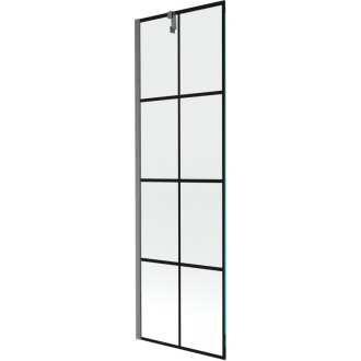 Vanová zástěna Mexen Next s jedním křídlem 60 x 150 cm, černá kostkovaná, kartáčovaná pistolově šedá - 895-060-000-00-77-66