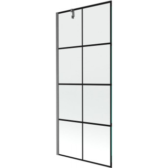 Vanová zástěna Mexen Next s jedním křídlem 80 x 150 cm, černá kostkovaná, kartáčovaná pistolově šedá - 895-080-000-00-77-66