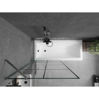 Vanová zástěna Mexen Next s jedním křídlem 90 x 150 cm, černá kostkovaná, kartáčovaná pistolově šedá - 895-090-000-00-77-66