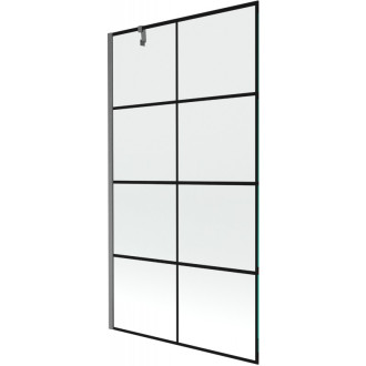 Vanová zástěna Mexen Next s jedním křídlem 100 x 150 cm, černá kostkovaná, kartáčovaná pistolově šedá - 895-100-000-00-77-66