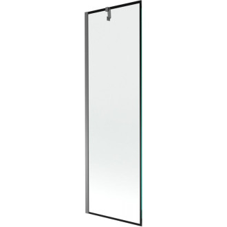 Vanová zástěna Mexen Next s jedním křídlem 60 x 150 cm, černý rám, stříbrná - 895-060-000-00-70-95