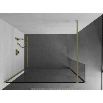 Mexen Kioto Sprchová zástěna 135 x 30 cm, průhledná, kartáčované zlato - 800-135-212-55-00-030