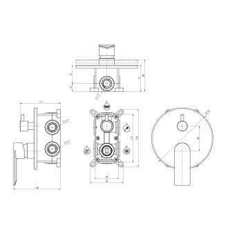 NIL - Vanová/Sprchová baterie podomítková 2-cestná s tělesem a s boxem, Metal grey - kartáčovaná NL185BOXMGK, RAV Slezák