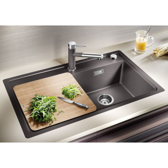 Blanco ZENAR 45 S-F Silgranit aluminium dřez vpravo s excentrem, přís. krájecí deska dřevo