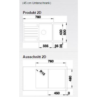 Blanco LEGRA 45 S Silgranit aluminium oboustranné provedení