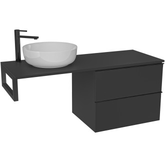 CERANO - Deska pod umyvadlo Navira Slim - 121x46,5x3,6 cm - skříńka Velora 59 cm - černá matná, černá úchytka - konzole černá