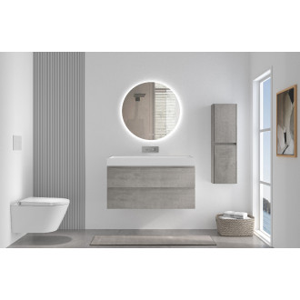CERANO - Koupelnová skříňka Carole - betonově šedá + umyvadlo z lit. mramoru Vita - bílá matná - 100x58x46 cm