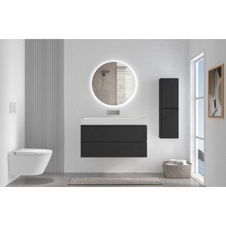 CERANO - Koupelnová skříňka Carole - černá matná + umyvadlo z lit. mramoru Vita - bílá lesklá - 100x58x46 cm