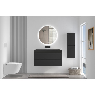 CERANO - Koupelnová skříňka Carole - černá matná + umyvadlo z lit. mramoru Vita - černá matná - 100x58x46 cm