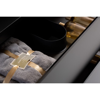 CERANO - Koupelnová skříňka Carole - černá matná + umyvadlo z lit. mramoru Vita - černá matná - 100x58x46 cm