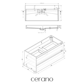 CERANO - Koupelnová skříňka Carole - černá matná + umyvadlo z lit. mramoru Vita - černá matná - 100x58x46 cm
