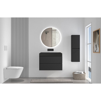 CERANO - Koupelnová skříňka Carole - černá matná + umyvadlo z lit. mramoru Vita - černá matná - 70x58x46 cm