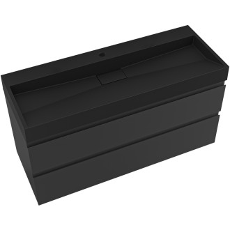 CERANO - Koupelnová skříňka Carole - černá matná + umyvadlo z lit. mramoru Vita - otvor - černá matná - 100x58x46 cm