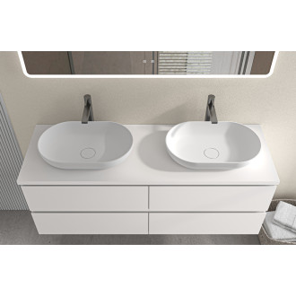 CERANO - Koupelnová skříňka Carole s deskou pod umyvadlo - 36 mm - bílá matná - 121x49,8x46,5 cm