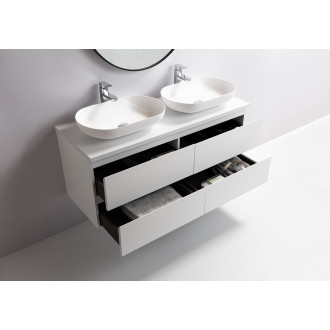 CERANO - Koupelnová skříňka Carole s deskou pod umyvadlo - 36 mm - bílá matná - 121x49,8x46,5 cm