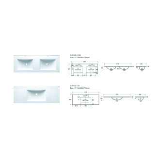Comad  UM-8003-LAVA 120D keramické umyvadlo 120 cm - dvojdřez