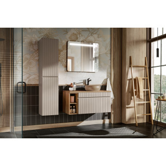 Zestaw meblowy 100cm z blatem, umywalką nablatową Wiki, szafką wysoką i lustrem led
