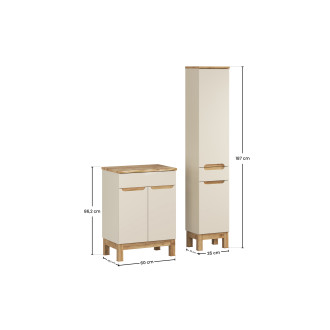Comad SET-BAC B NAT WOTAN 60CM HC Koupelnová sestava 60 cm s deskou a vysokou skříňkou