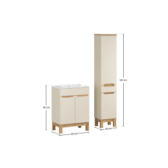 Zestaw meblowy 60cm z umywalką meblową Lava i szafką wysoką
