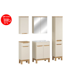 Zestaw meblowy 60cm z umywalką meblową Lava, szafką wysoką i szafką z lustrem