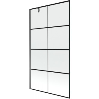 Vanová zástěna Mexen Next s jedním křídlem 100 x 150 cm, černá mřížka, stříbrná - 895-100-000-00-77-95