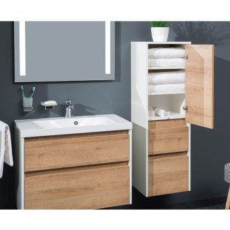 Opto, koupelnová skříňka, vysoká, 401x1247x360 mm, závěsná, levé otevírání, dub CN924L