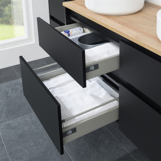 Opto, koupelnová skříňka s umyvadlem z  lit. mram, 1210x630x460 mm,bílá/dub Riviera CN933M
