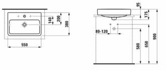 LAUFEN PRO S umyvadlo Compact 55x38cm 1295.2.000.104.1