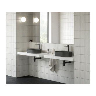 Umyvadlo na desku Ravak Ceramic Slim 55x37 cm černá mat bez otvoru pro baterii, bez přepadu XJX0D155000