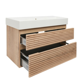 Koupelnová skříňka 2 zásuvková s umyvadlem Naturel Savona 98x53x44,8 cm dub Halifax mat SAVONA2100DHSAT