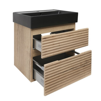 Koupelnová skříňka 2 zásuvková s umyvadlem Naturel Savona 58x53x44,8 cm dub Halifax mat SAVONA260DHSATC