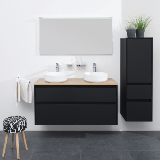 Opto, koupelnová skříňka s umyvadlem, 1210x600x460 mm, spodní, bílá lesk/dub Riviera CN933