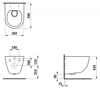LAUFEN PRO Compact Rimless závěsné WC 49 cm H8209650000001