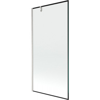 Vanová zástěna Mexen Next s jedním křídlem 90 x 150 cm, černý rám, kartáčovaný nikl - 895-090-000-00-70-97