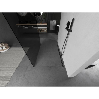 Volně stojící sprchová zástěna Mexen Kioto 140 x 200 cm, grafit 8 mm, stříbrná - 800-140-002-95-40