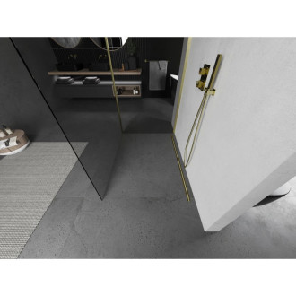 Mexen Kioto Sprchová zástěna 90 x 70 cm, průhledná, kartáčované zlato - 800-090-212-55-00-070