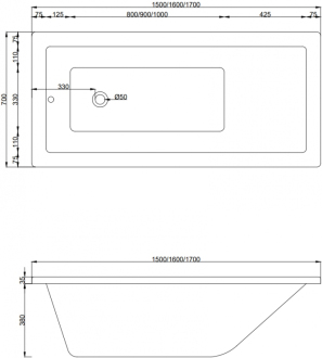 Mexen Vega obdélníková vana 180 x 80 cm s pláštěm, bílá - 55011808000X