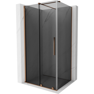 Mexen Velar posuvný sprchový kout 140 x 90 cm, grafit, růžové zlato - 871-140-090-41-60