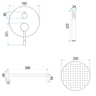 Rea Podomítková sprchová sada Rea Lungo Diamond Chrome  + BOX REA-P6963