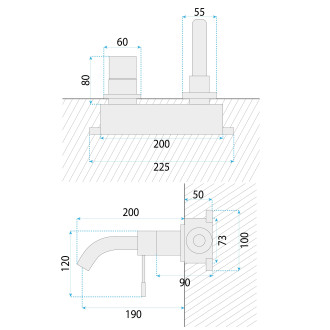Rea Podomítková umyvadlová baterie REA LUNGO Diamond Chrom + BOX REA-B6382
