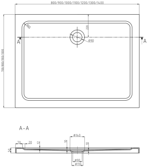 Mexen slim obdélníková sprchová vanička 120 x 70 cm, bílá - 40107012