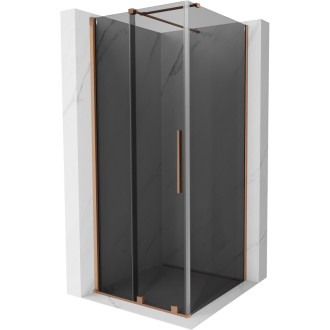 Posuvný sprchový kout Mexen Velar 120 x 120 cm, grafit, kartáčovaná měď - 871-120-120-41-65
