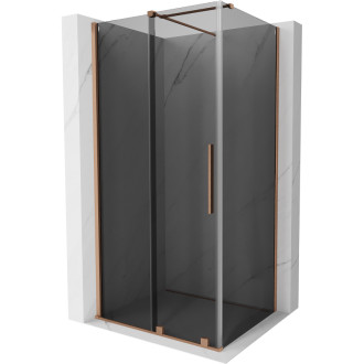 Posuvný sprchový kout Mexen Velar 130 x 90 cm, grafit, kartáčovaná měď - 871-130-090-41-65