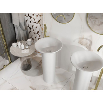 Volně stojící umyvadlo Mexen Leta z konglomerátu 45 x 45 cm, matná bílá - 26574500